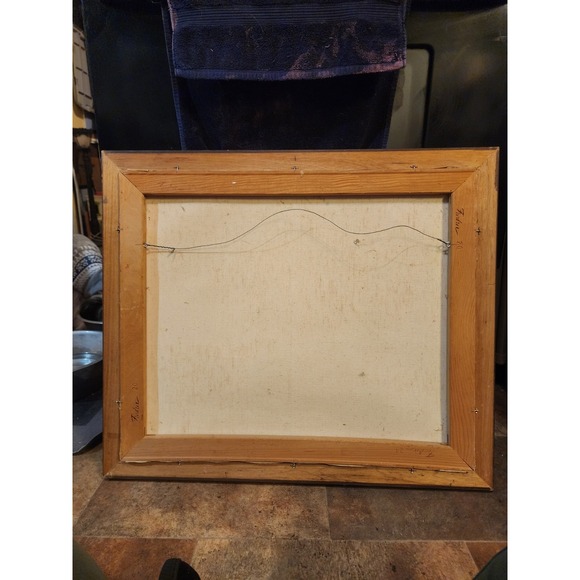 Vintage Original Oil On Canvas Painting Cabin On Lake STUNNING Landscape Signed - Picture 13 of 13